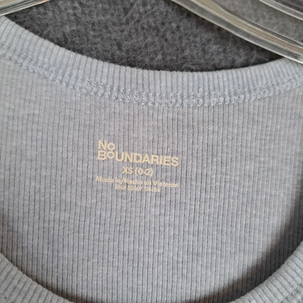 No Boundaries Ribbed High Neck Tank Top Gray Youth XS 0-2 NWT